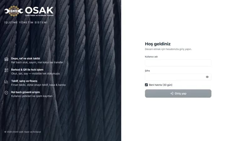 OSAK İşletme Yönetim Sistemi
